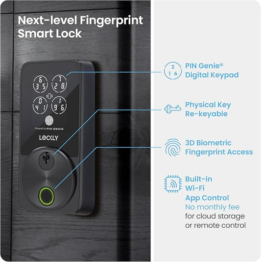 Lockly Secure Pro Smart Door Lock, Fingerprint Keyless Entry Door Lock - Image 2