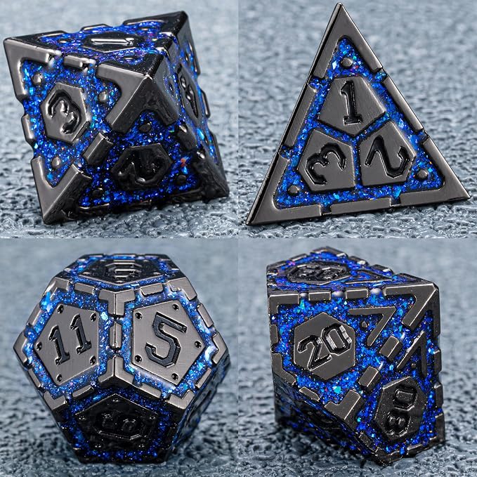 DND Metal Dice Set with Cracks, Polyhedral Dice - Image 5