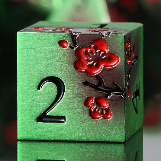 Metal Dice Set D&D, DNDND 7 PCS Metallic Flowers DND Dice by DNDND