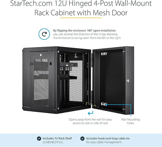 StarTech 4-Post 12U Wall Mount Network Cabinet - Image 2