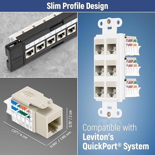 Everest Media Solutions 45° Angled CAT6A Keystone Jack in Ivory - Image 7