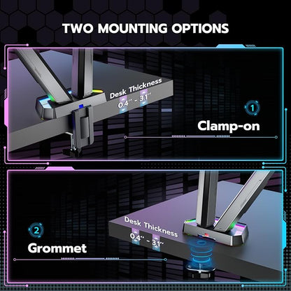 ARES WING RGB Dual Monitor Arm for 17-38" Ultrawide Screens, Holds 35.2lbs - Image 6