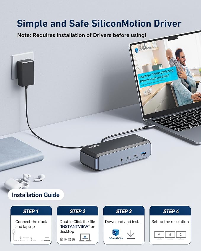 USB C Docking Station Triple Monitor, Raycue 15 IN1 MacBook Pro Docking Station - Image 3