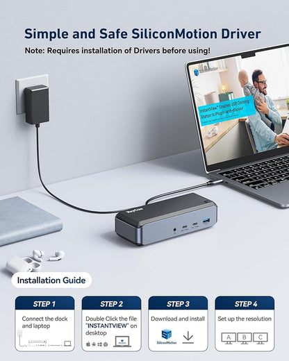 USB C Docking Station Triple Monitor, Raycue 15 IN1 MacBook Pro Docking Station - Image 3