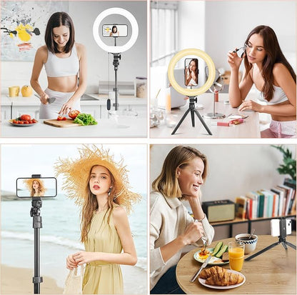 UEGOGO 10'' Ring Light with 72'' Tripod Stand, Dimmable LED Ringlight - Image 5