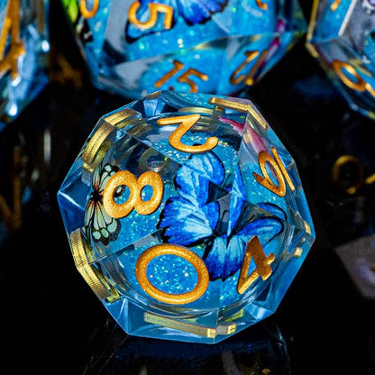 Butterfly DND Dice Blue Liquid Core Dice Set - Image 4
