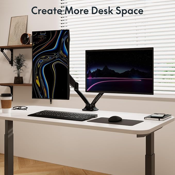 FlexiSpot Dual Monitor Stand for Desk Adjustable Spring Monitor Arm Desk Mount - Image 2