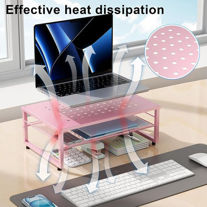 Gianotter 2-Tier Metal Monitor Stand Riser, Workspace Organizer - Image 3