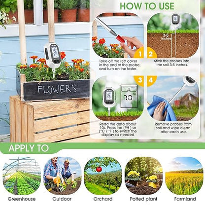 YAMRON 4-in-1 Soil Moisture Meter, Digital Plant Temperature/Soil Moisture Test - Image 5