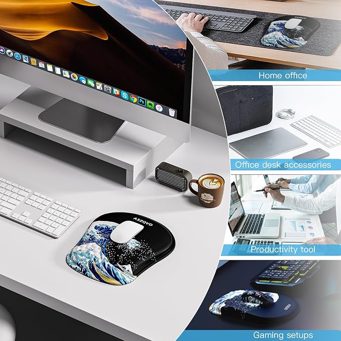 Mouse Pad with Wrist Rest, Ergonomic Mousepads with Wrist Support, Soft Lycra - Image 7