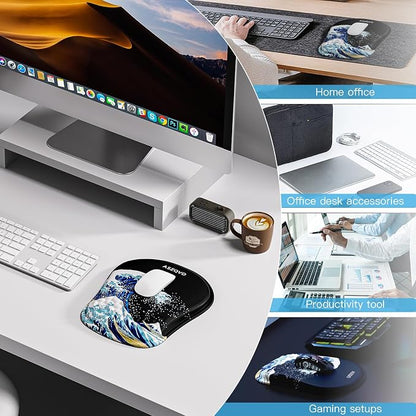 Mouse Pad with Wrist Rest, Ergonomic Mousepads with Wrist Support, Soft Lycra - Image 7