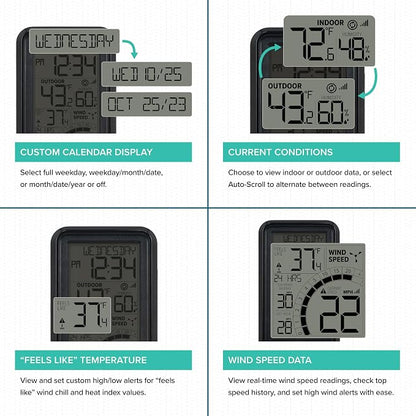 La Crosse Technology 327-1418BW Monochromatic Digital Wind Speed Station - Image 5