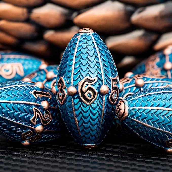 ARUOHHA DND Metal Dice Copper Blue Dragon Egg Dice - Image 4