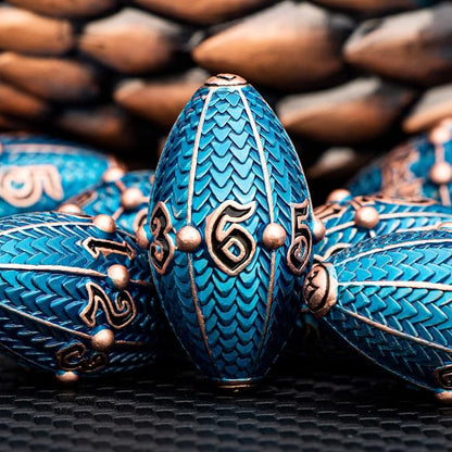 ARUOHHA DND Metal Dice Copper Blue Dragon Egg Dice - Image 4
