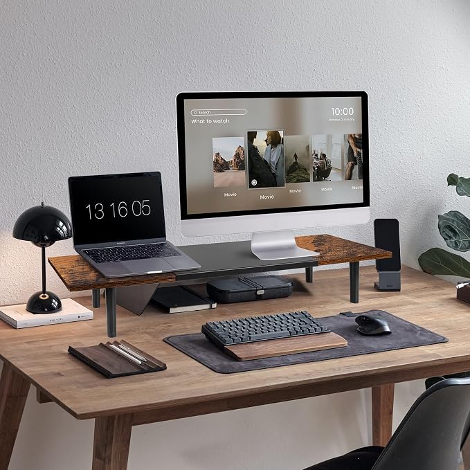 Dual-Monitor-Stand-Riser-For-Desk Adjustable Length 32-40 Inch, Large Desktop - Image 2