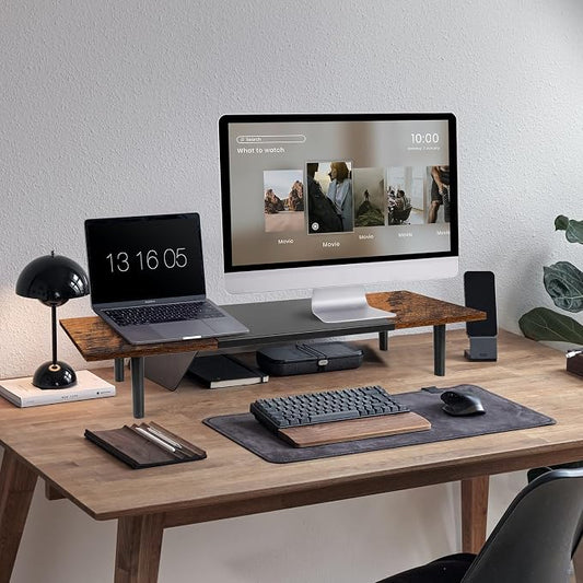 Dual-Monitor-Stand-Riser-For-Desk Adjustable Length 32-40 Inch, Large Desktop - Image 2