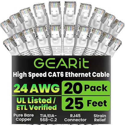 GEARit Cat 6 Ethernet Cable Cat6 Network Patch, Snagless Cord, Internet by GEARit