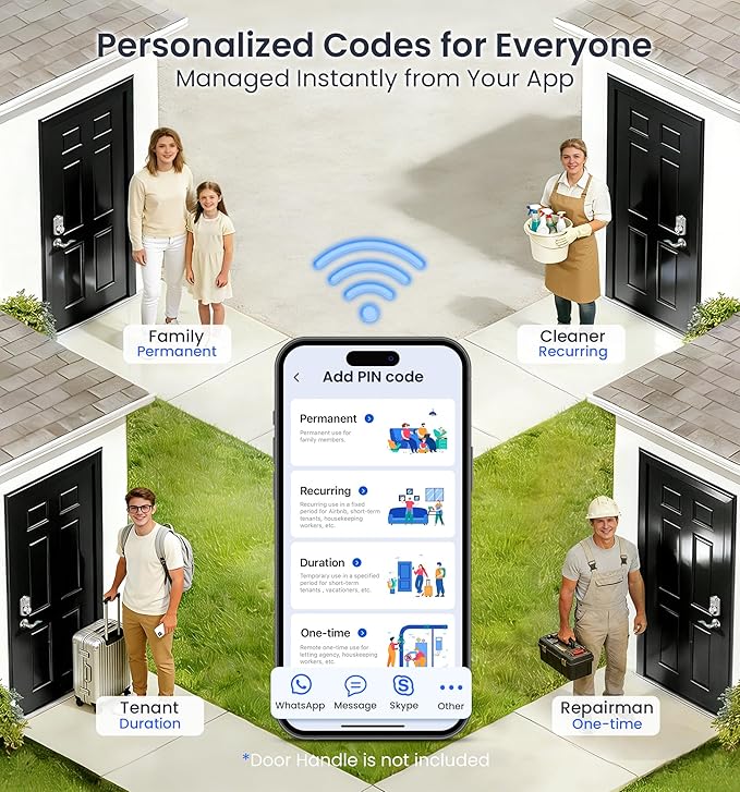 Veise VE012W Built-in WiFi Fingerprint Smart Lock, App Remote Control, - Image 6