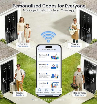 Veise VE012W Built-in WiFi Fingerprint Smart Lock, App Remote Control, - Image 6