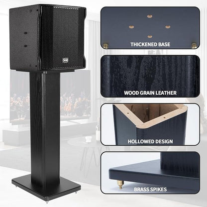 24 Inch Speaker Stands Wood Grain Universal Floor Speaker Stands Pair Heavy - Image 4