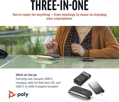 Poly Sync 20 USB-C Personal Portable Smart Speakerphone – Noise/Echo Reduction - Image 4