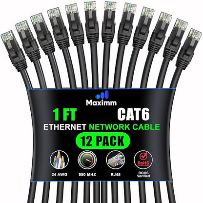 Maximm Cat 6 Ethernet Cable - 1 ft - High-Speed LAN by MaximmCable
