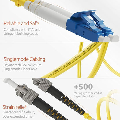 BEYONDTECH 2m LC to ST Fiber Patch Cable – UPC Single-Mode Duplex Fiber Optic - Image 4