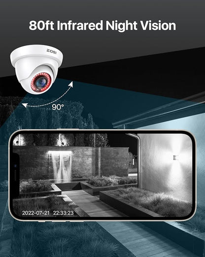 ZOSI 1080p Dome Security Cameras, 2MP Day Night Weatherproof Surveillance CCTV - Image 6