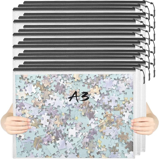 18pcs Mesh Zipper Pouch Puzzle Storage Bags A3 17x12 Inches Large File Bags by YOPCDJ