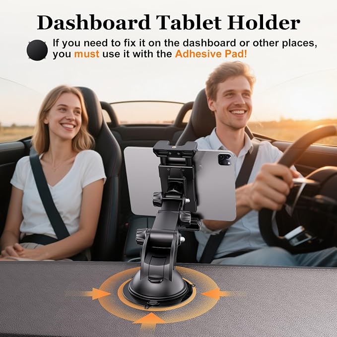 OHLPRO Tablet Holder for Car Dashboard Windshield Wall Desk, Adjustable Stand - Image 2
