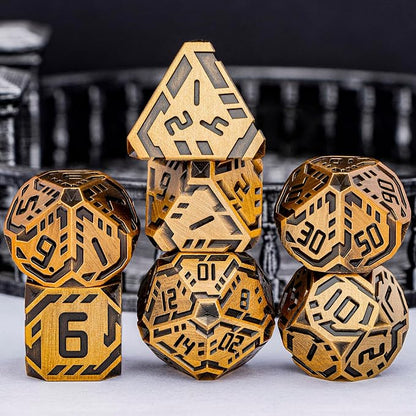 Metal DND Sci-fi Dice Set 7PCS Stripe Polyhedral Dice - Image 2