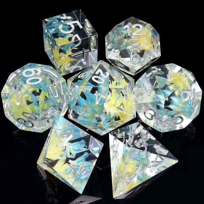 Haxtec Flower DND Dice Set Sharp Edge Dice by HaxtecDice