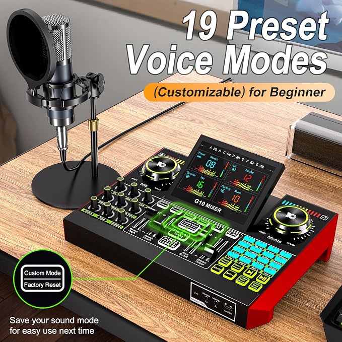 Podcast Equipment Bundle with Live Sound Card Audio Mixer, 3.5mm Condenser - Image 4