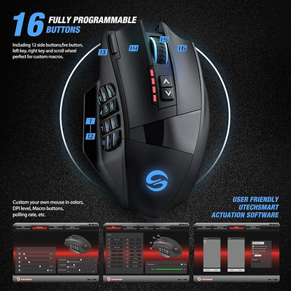 UtechSmart Venus Pro RGB Wireless MMO Gaming Mouse, 000 DPI Optical Sensor - Image 5