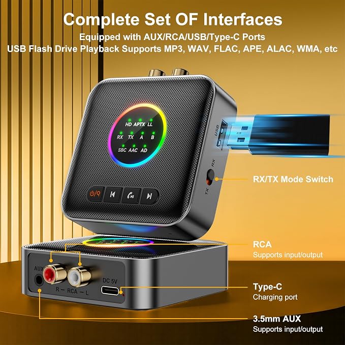 Upgrade Bluetooth 5.2 Transmitter Receiver aptX Adaptive/Low Latency/HD - Image 6