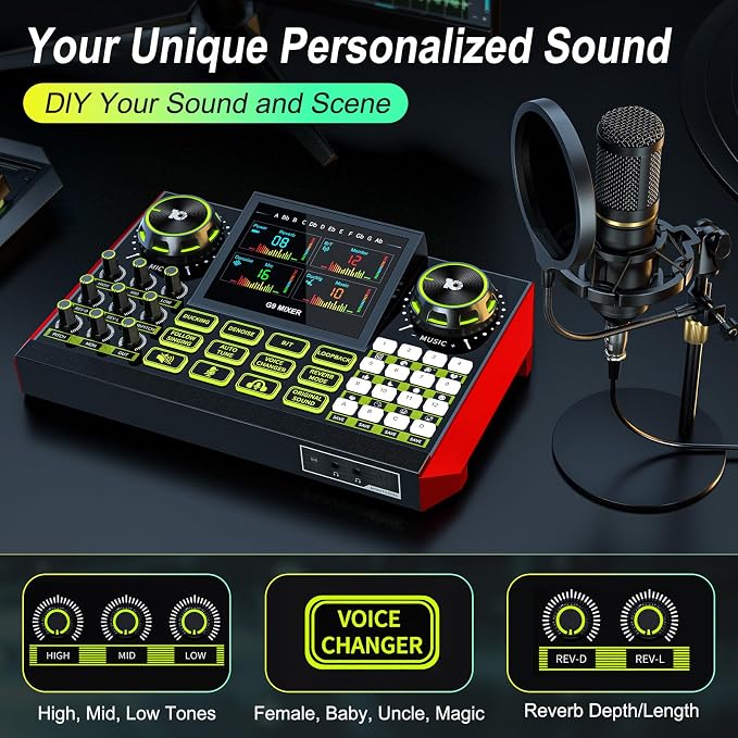 Podcast Microphone Bundle with Live Sound Card Audio Mixer, Podcast Equipment - Image 3