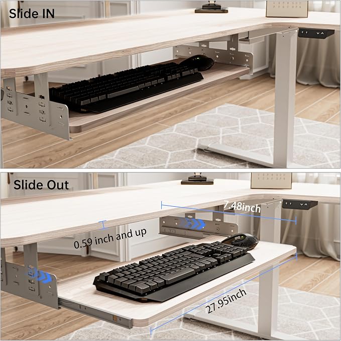 EUREKA ERGONOMIC Adjustable Keyboard Tray Under Desk, 28x11 Inch Large Slide - Image 5