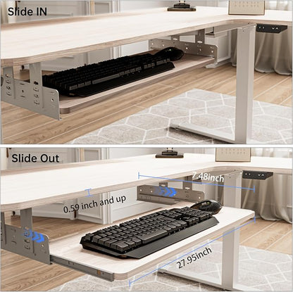 EUREKA ERGONOMIC Adjustable Keyboard Tray Under Desk, 28x11 Inch Large Slide - Image 5