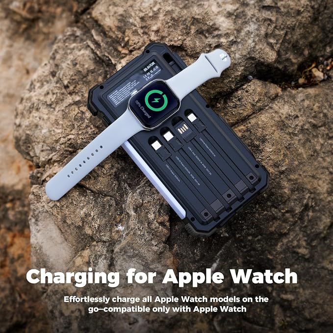 BLAVOR Solar Power Bank 20000mAh/74000mWh Built-in Cables, Wireless Charger - Image 4