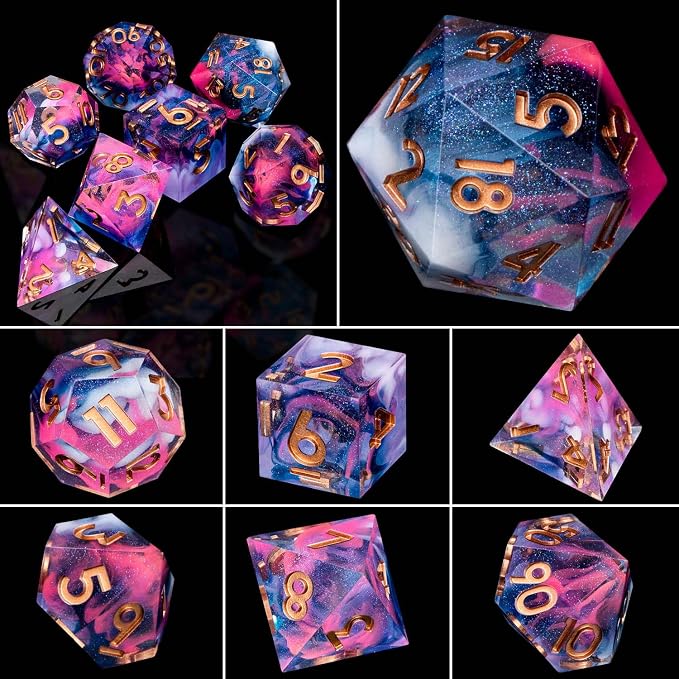 ARUOHHA Sharp Edges Dice Set DND Resin Lightning Dice - Image 5