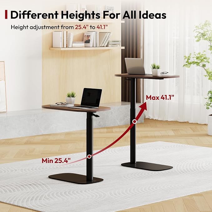 SANODESK Adjustable Overbed Bedside Table Pneumatic Adjustable Height Laptop - Image 5