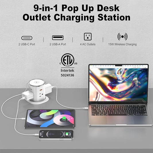 Jgstkcity Pop Up Outlet for Countertop 3.15-inch Desk Wire Hole Insert - Image 2