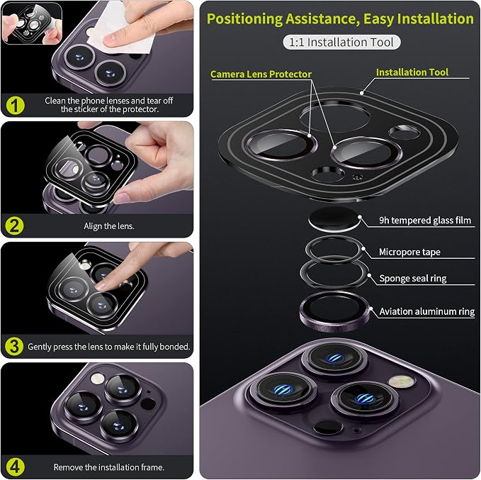 WSKEN for iPhone 14 Pro/iPhone 14 Pro Max Camera Lens Protector, HD Tempered - Image 2