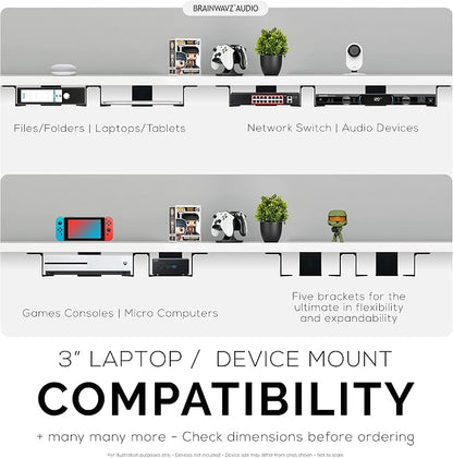 BRAINWAVZ Twin Under Desk Laptop & Device Holder Mount, Adhesive & Screw in - Image 6