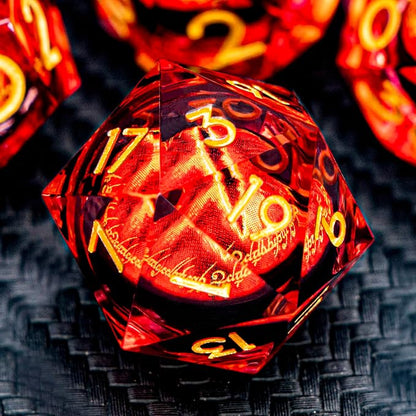 ARUOHHA DND Resin Dice Gazes Eye Dice Liquid Core Flaming RPG Sharp Edged Dice by ARUOHHA