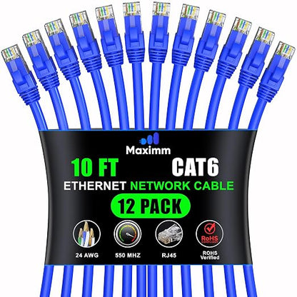 Maximm Cat 6 Ethernet Cable 10 Ft, Patch and Network Cable by MaximmCable