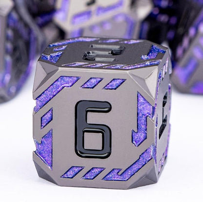 Metal DND Sci-fi Dice Set 7PCS Stripe Polyhedral Dice - Image 3