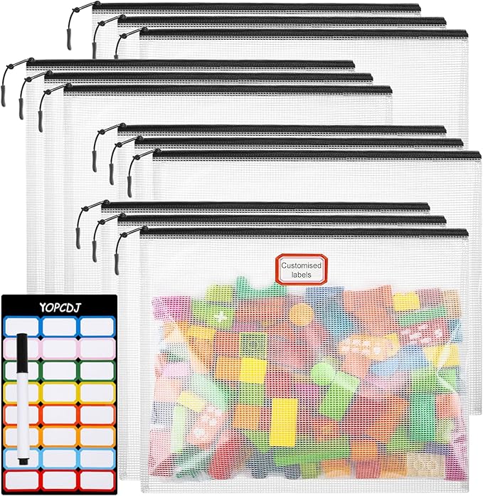 12pcs Mesh Zipper Pouch Bags, A4 Puzzle Bag by YOPCDJ