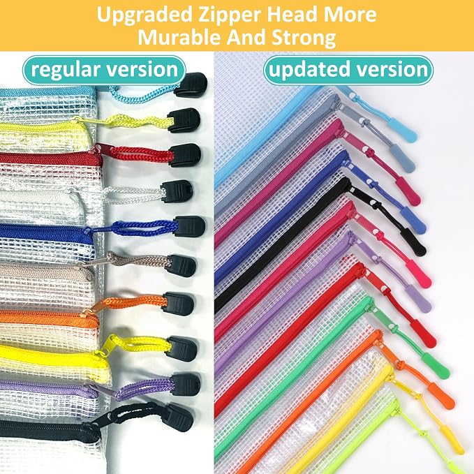12pcs Mesh Zipper Pouch Bags, A4 Puzzle Bag - Image 4