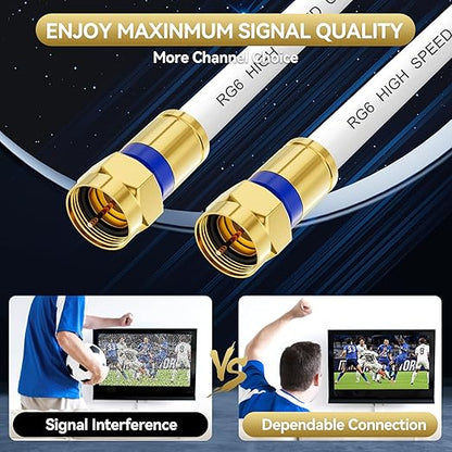 Coaxial Cable 3ft/6ft/10ft/15ft/25ft/50ft/60ft/75ft/100ft, RG6 Coax Cable - Image 2